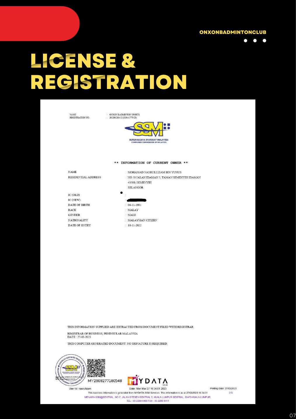 ONXON Club Profile 2026, page 9 of 29