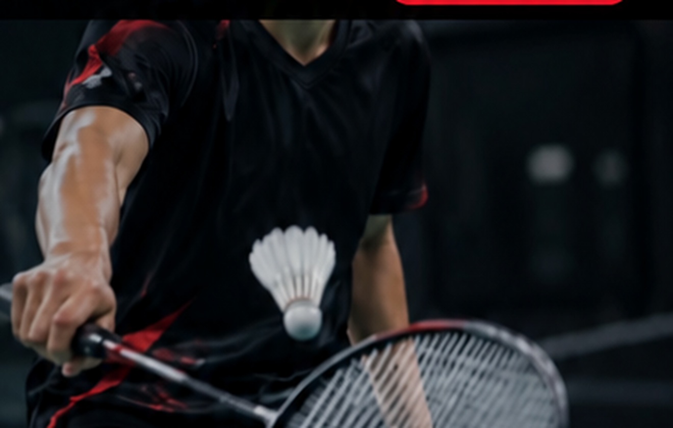 Badminton training action photo